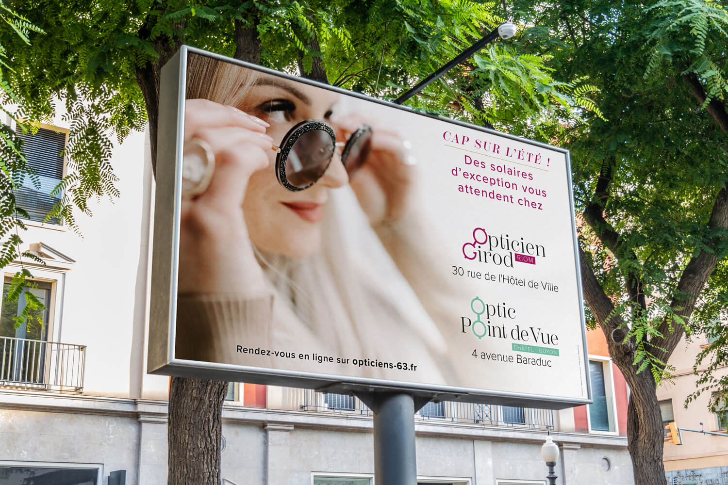 affiche de l'enseigne opticien girod, un support de communication crée par l'agence com commerce en auvergne