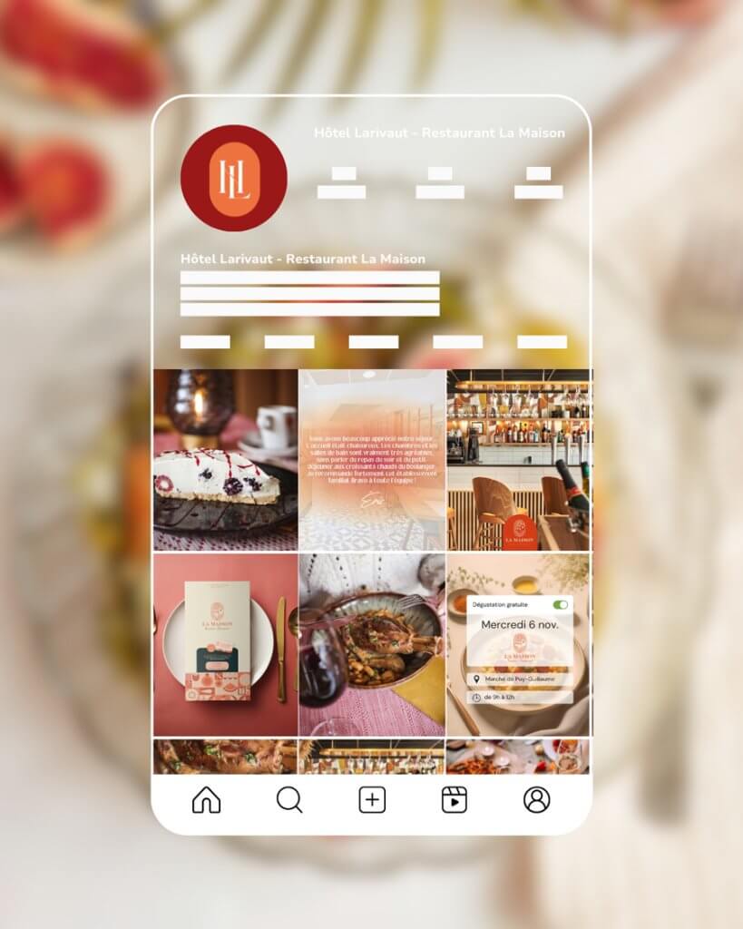 feed instagram de l'hôtel larivaut, création graphique et gestion des réseaux sociaux par l'agence de communication globale com commerce en auvergne