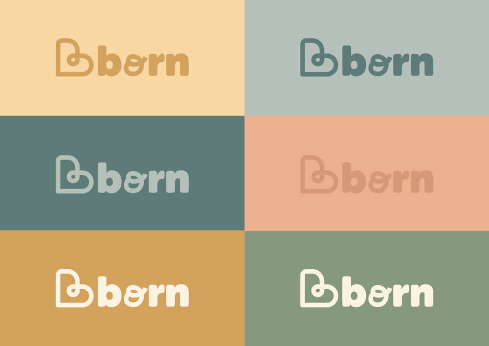 déclinaisons de couleurs du logo de la société bborn crée par l'agence de communication globale com commerce à clermont-ferrand