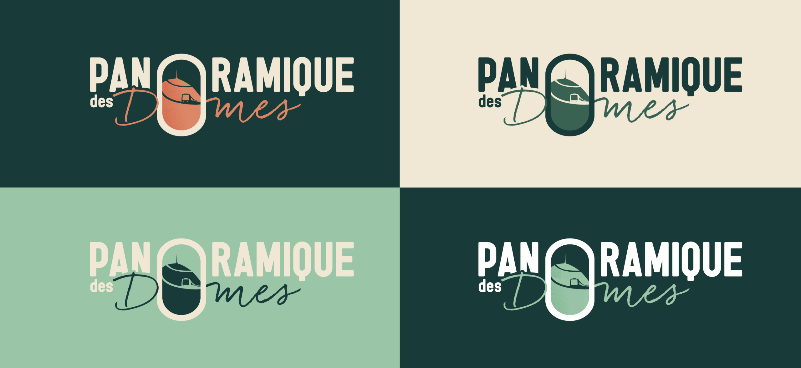 déclinaison de la charte graphique du logo du panoramique des dômes réalisé par l'agence com' commerce à clermont-ferrand