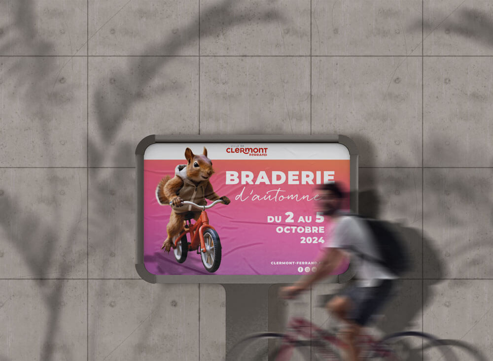 affiche de la braderie d'automne créé par l'agence com commerce
