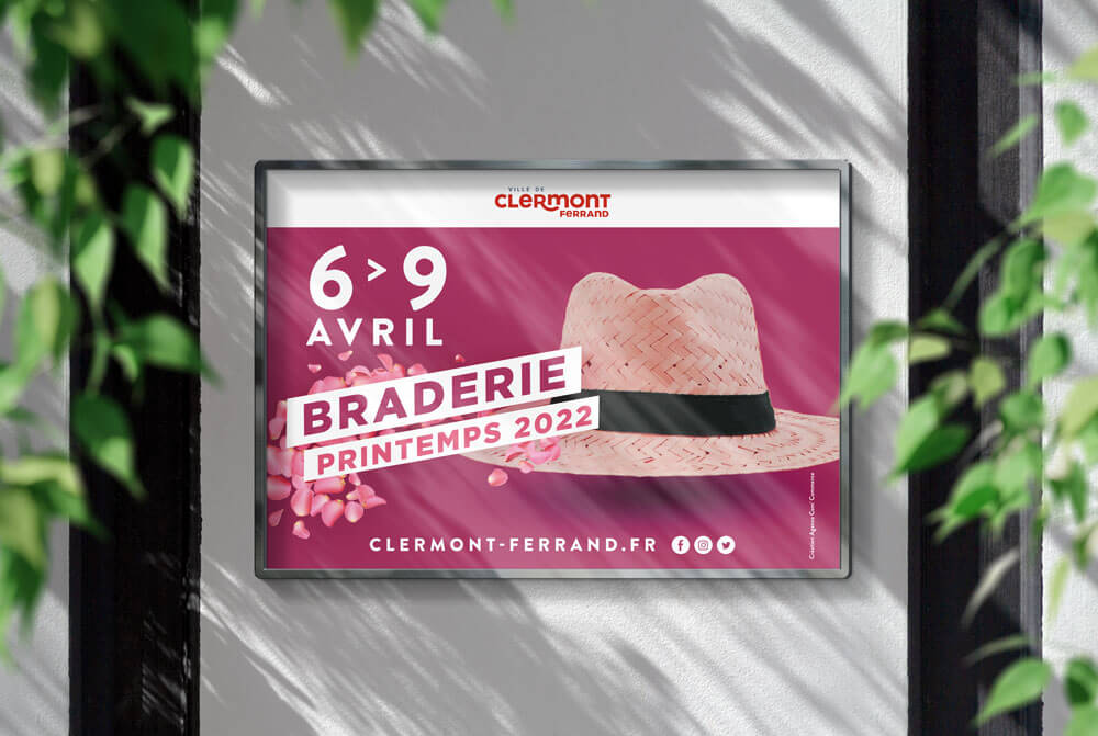 affiche de la braderie de clermont créé par l'agence com commerce