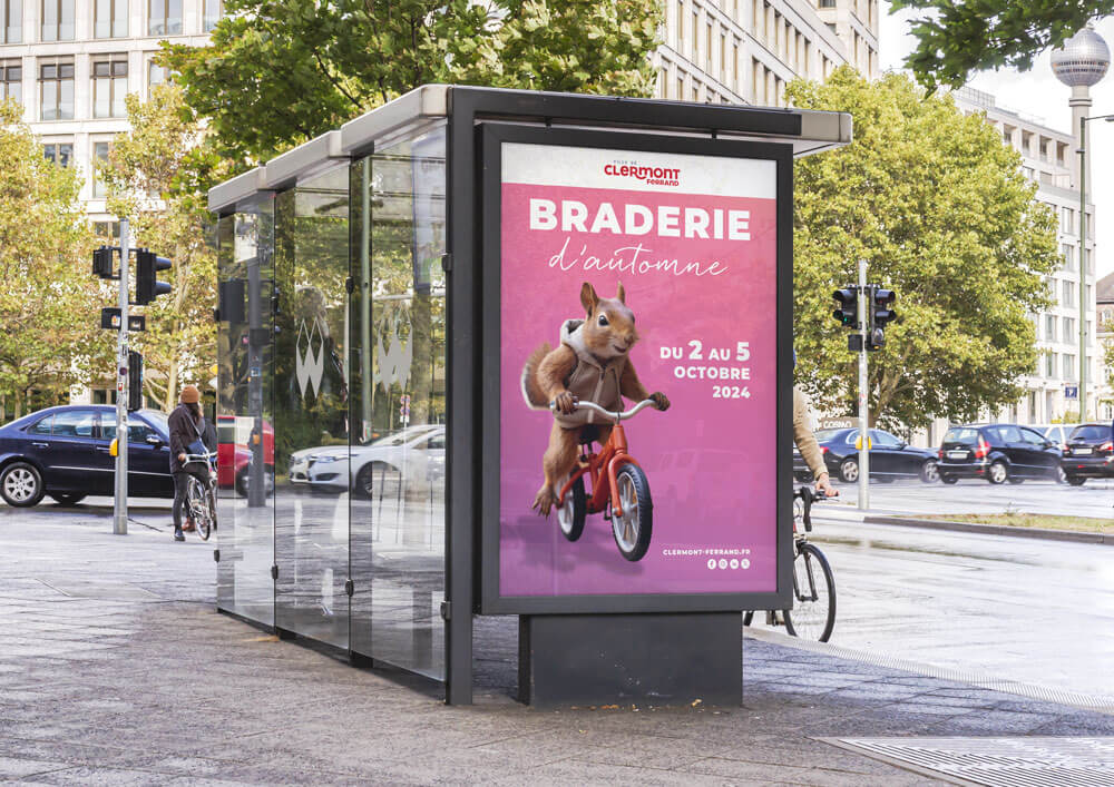 affiche de la braderie d'automne créé par l'agence com commerce