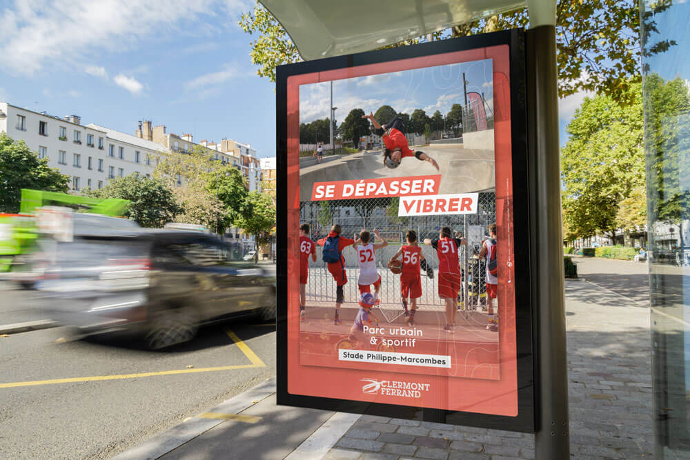 affiche du stade philippe Marcombes créé par l'agence com commerce