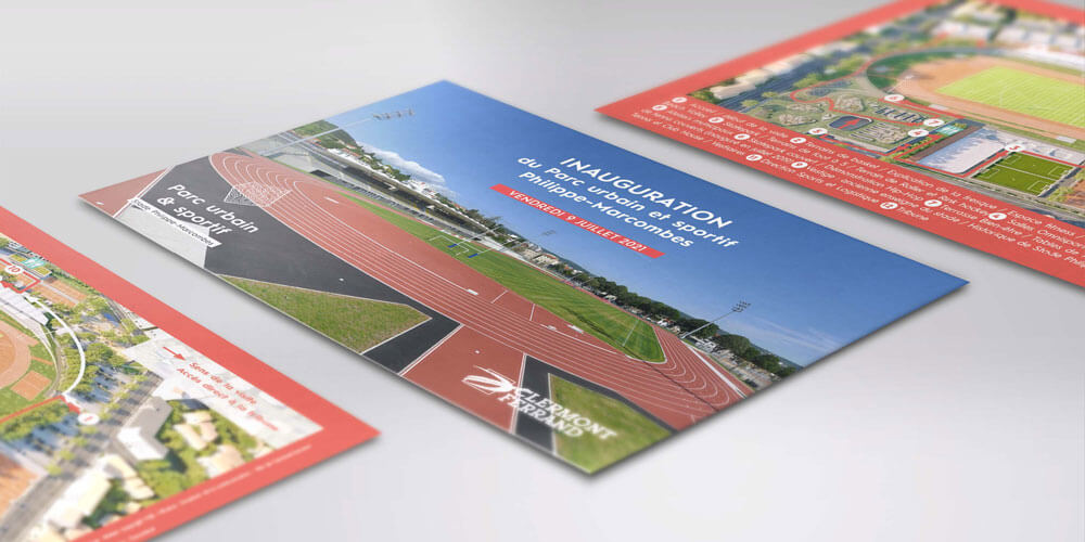 invitation pour l'inauguration du stade marcombes créé par l'agence com commerce