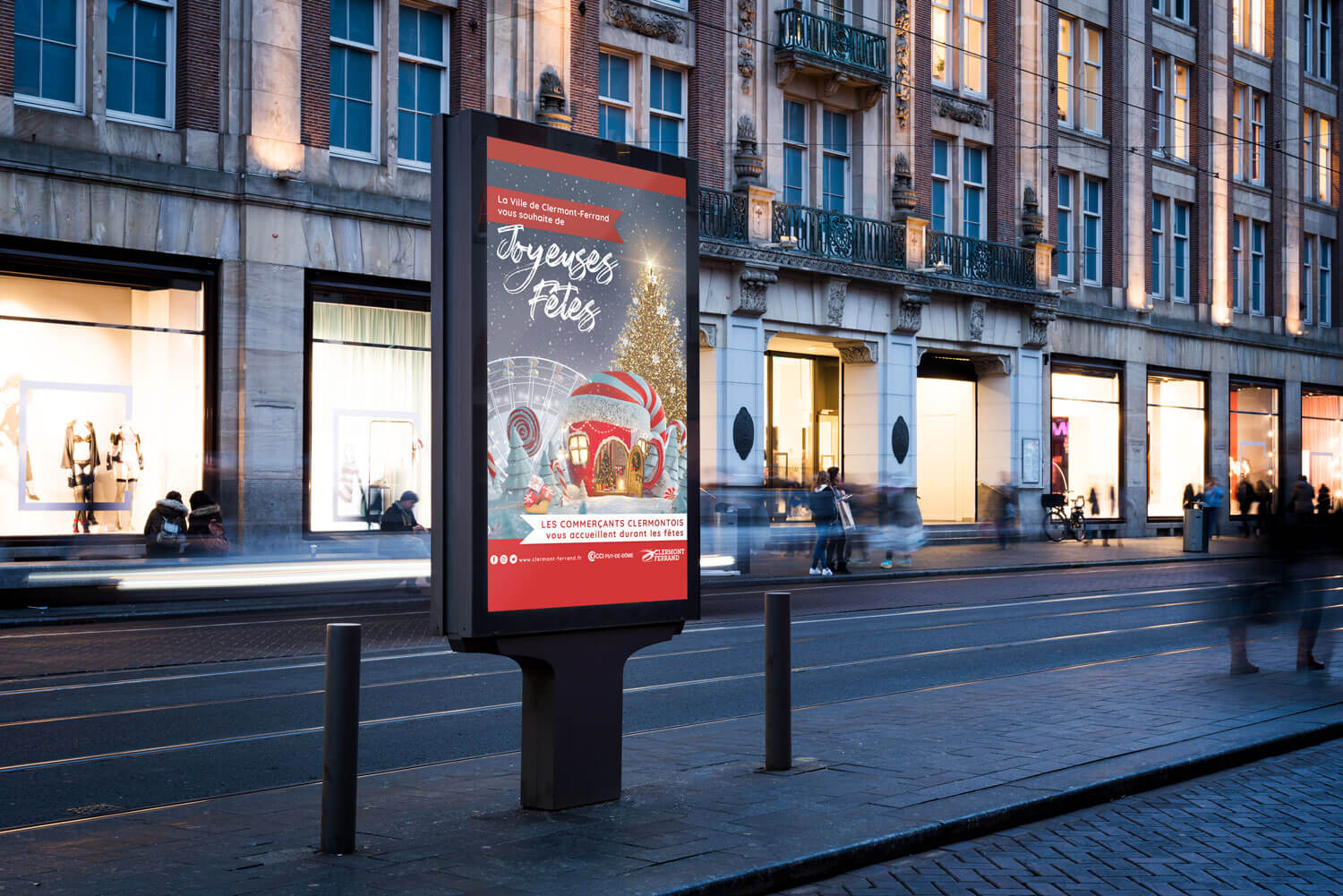 supports print créés par l'agence com commerce pour noel à clermont