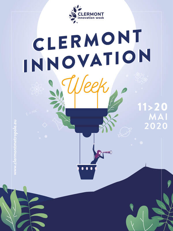 affiche de la clermont innovation week, créé par l'agence com commerce