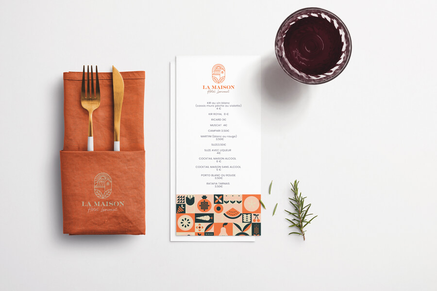menu du restaurant de l'hôtel Larivaut, créé par l'agence com commerce