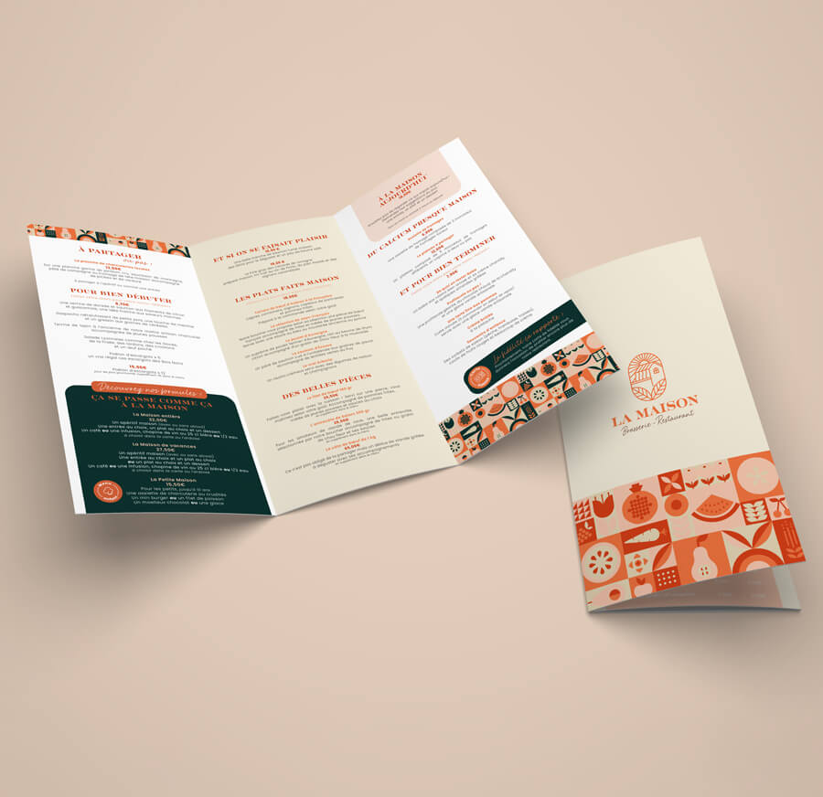 menu du restaurant de l'hôtel Larivaut, créé par l'agence com commerce