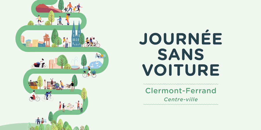 affiche de la journée sans voiture à Clermont Ferrand créé par l'agence com commerce