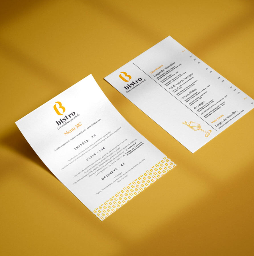 menu du restaurant b bistro
